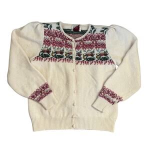Susan Bristol Embroidered Cardigan Wool Floral Medium